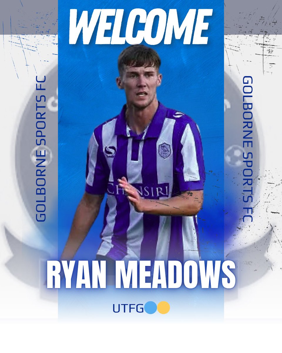 Golborne Sports FC (@golborne_fc) on Twitter photo Absolutely delighted to announce <a href="/Ryan_Meds95/">Ryan Meadows</a> as our latest signing for the 2025/26 <a href="/CheshireFL/">Cheshire Football League ⚽️</a> season.
Ryan boasts previous clubs such as <a href="/LaticsOfficial/">Wigan Athletic</a> and <a href="/swfc/">Sheffield Wednesday</a> and will no doubt be a great asset to our club.
Welcome to Golborne Meds..
UTFG🔵🟡 Absolutely delighted to announce <a href="/Ryan_Meds95/">Ryan Meadows</a> as our latest signing for the 2025/26 <a href="/CheshireFL/">Cheshire Football League ⚽️</a> season.
Ryan boasts previous clubs such as <a href="/LaticsOfficial/">Wigan Athletic</a> and <a href="/swfc/">Sheffield Wednesday</a> and will no doubt be a great asset to our club.
Welcome to Golborne Meds..
UTFG🔵🟡