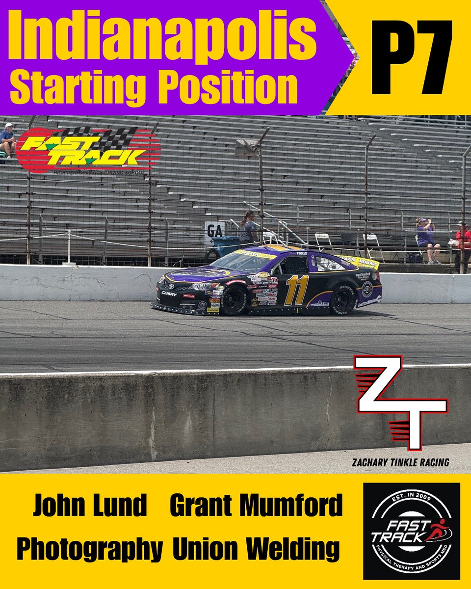 ZacharyTinkle's tweet image. We will be starting in 7th today in our Small Business number 11 @FastTrack_11 after qualifying was cancelled due to weather.
Thanks to John Lund Photography, Grant Mumford Union Welding, and Fast Track Physical Therapy!
