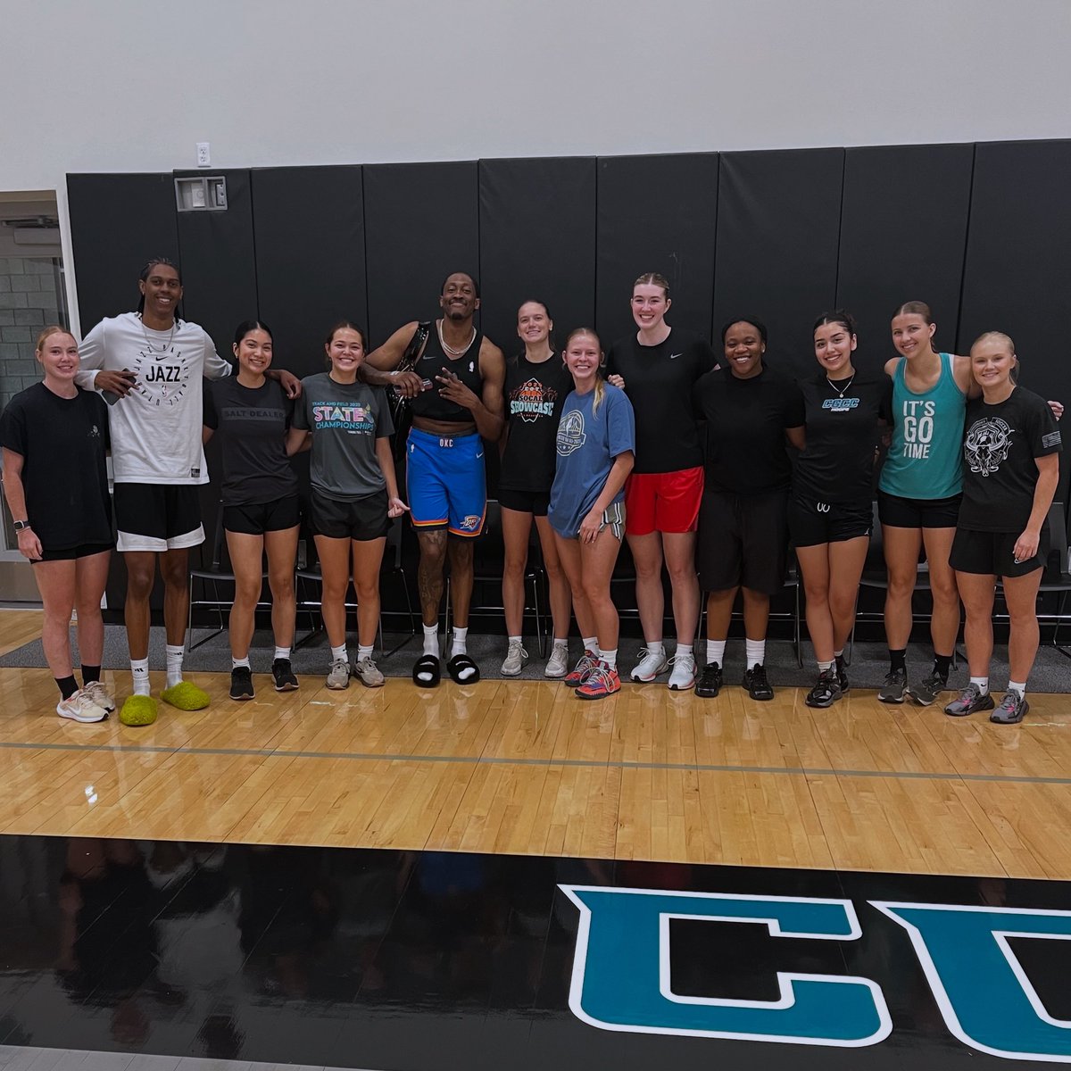 It was honor to meet NBA Champion Jalen Williams and his brother Cody Williams. Their dedication, passion, and hard work on and off the court is truly inspiring. Let’s bring that championship mentality on the court this season! #CGCC #GoYotes #WinTheDay #WBB #Smart #Tough