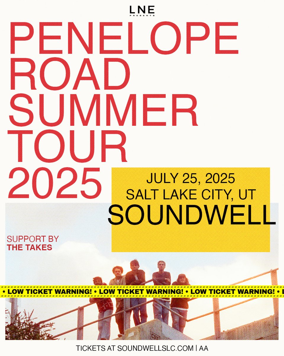 SoundwellSLC's tweet image. LOW TICKET ALERT⚠️
TONIGHT - Penelope Road is playing LIVE + The Takes!
DOORS @ 7PM // ALL AGES SHOW
Round up your concert buddies & join us 🫶 Tickets @ SoundwellSLC.com
20% OFF Food at @studiosaltlake w/ your concert ticket!🍕
#SoundwellSLC #PenelopeRoad #LNE