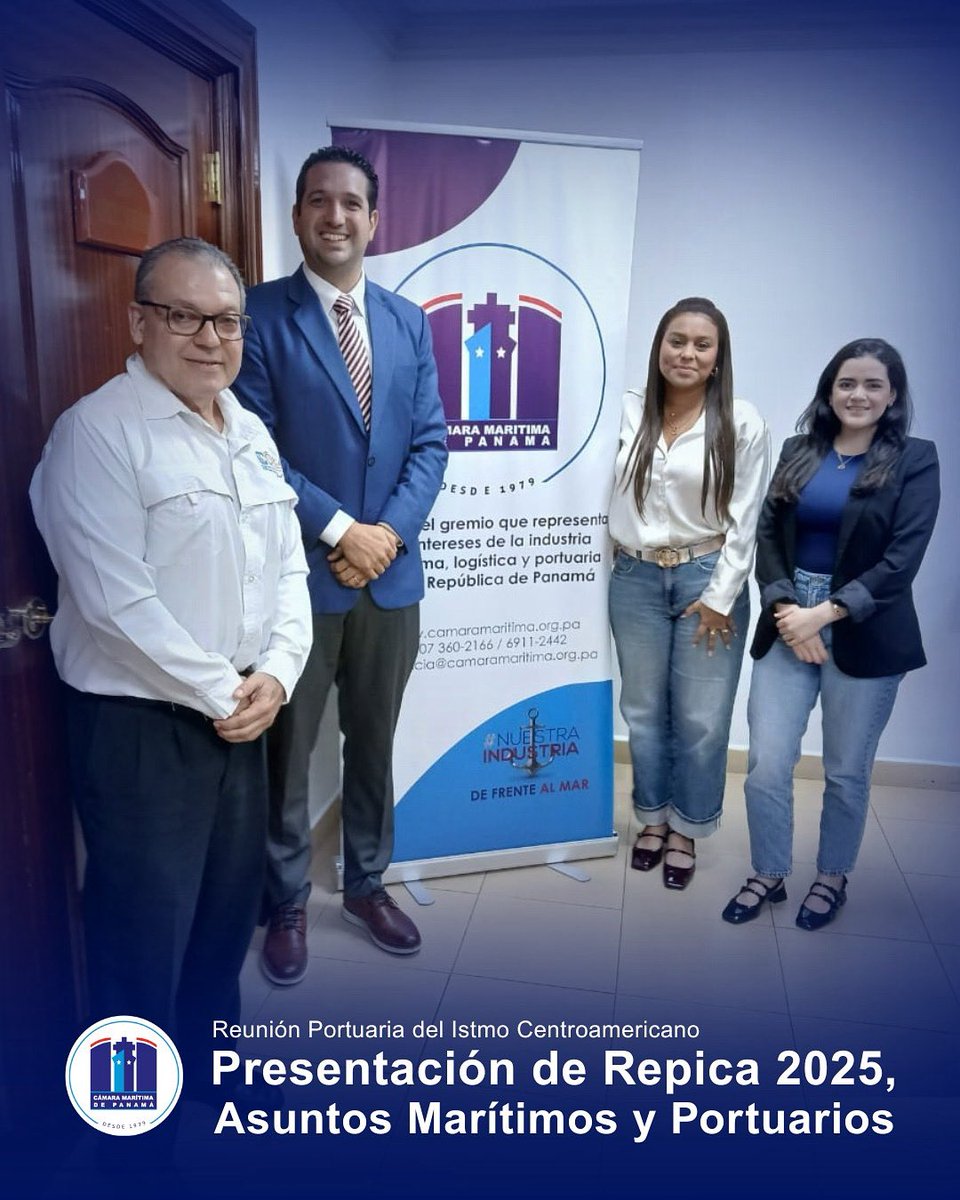 La Cámara Marítima de Panamá se reunió para conocer de cerca los avances del REPICA y explorar cómo el sector marítimo puede aportar al fortalecimiento de esta importante plataforma para la competitividad y desarrollo logístico del país.

#CMP2025 #NuestraIndustriaNuestraRuta