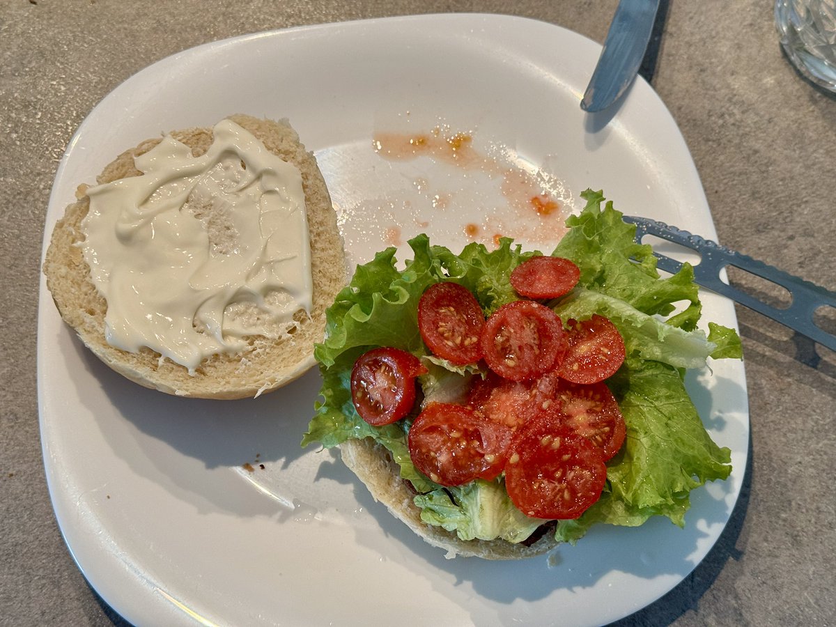 Ekaeoq's tweet image. Burger from scratch today, by ekaeo mom!
