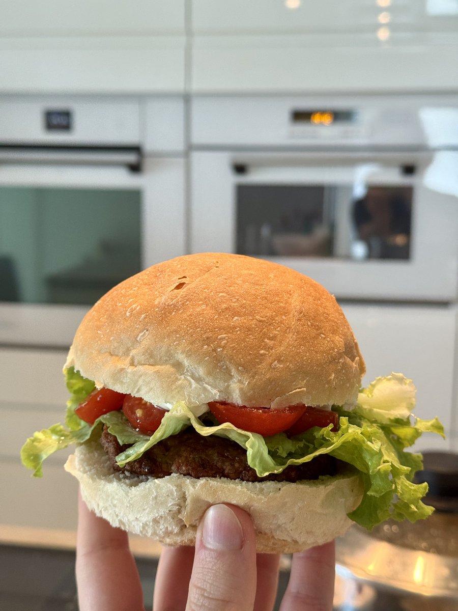 Ekaeoq's tweet image. Burger from scratch today, by ekaeo mom!
