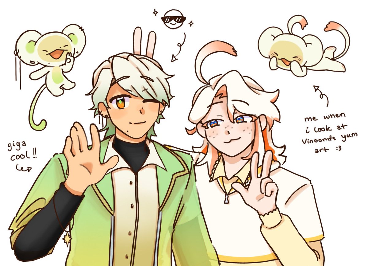 Shrimp_iya's tweet image. I drew me and my awesome moot @vintherr_ !!!!! I really like the colors and the jacket their sona has &gt;&lt;
