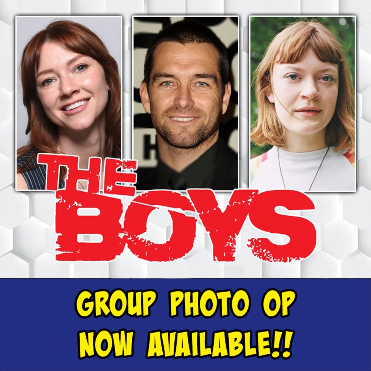 ricomiccon's tweet image. Fans of #TheBoys, Colby Minifie and Valorie Curry join Antony Starr in a group photo op at #RICC2025, and it is on sale NOW! Reserve your photo op today, along with dozens of other teamups available through Epic Photo Ops! Visit ricomiccon.com to reserve!