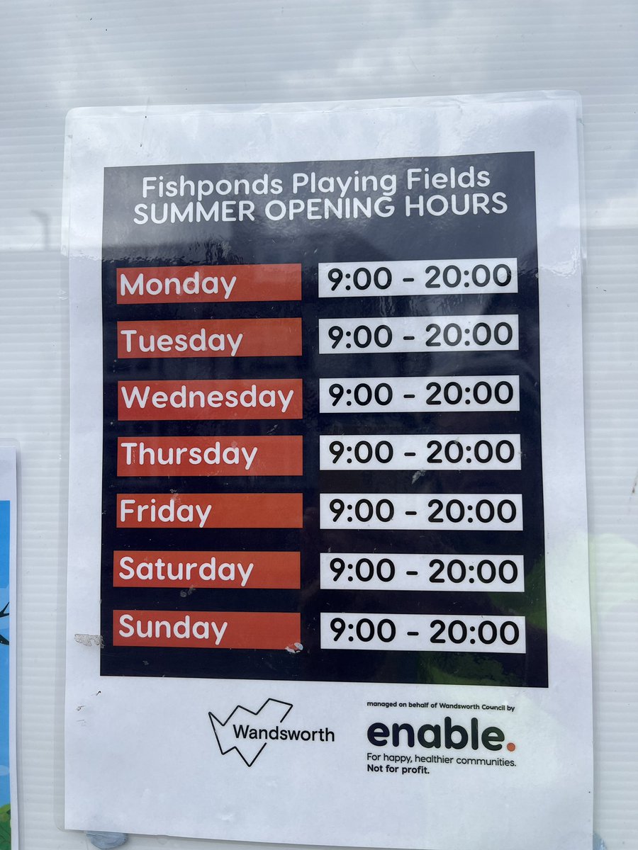 FFishponds's tweet image. It’s great to see Fishponds Field looking so green again. If you haven’t visited for a while, here are the current opening times @tootingnewsie @enableLC #tooting Entrance at 91a Hebdon Rd