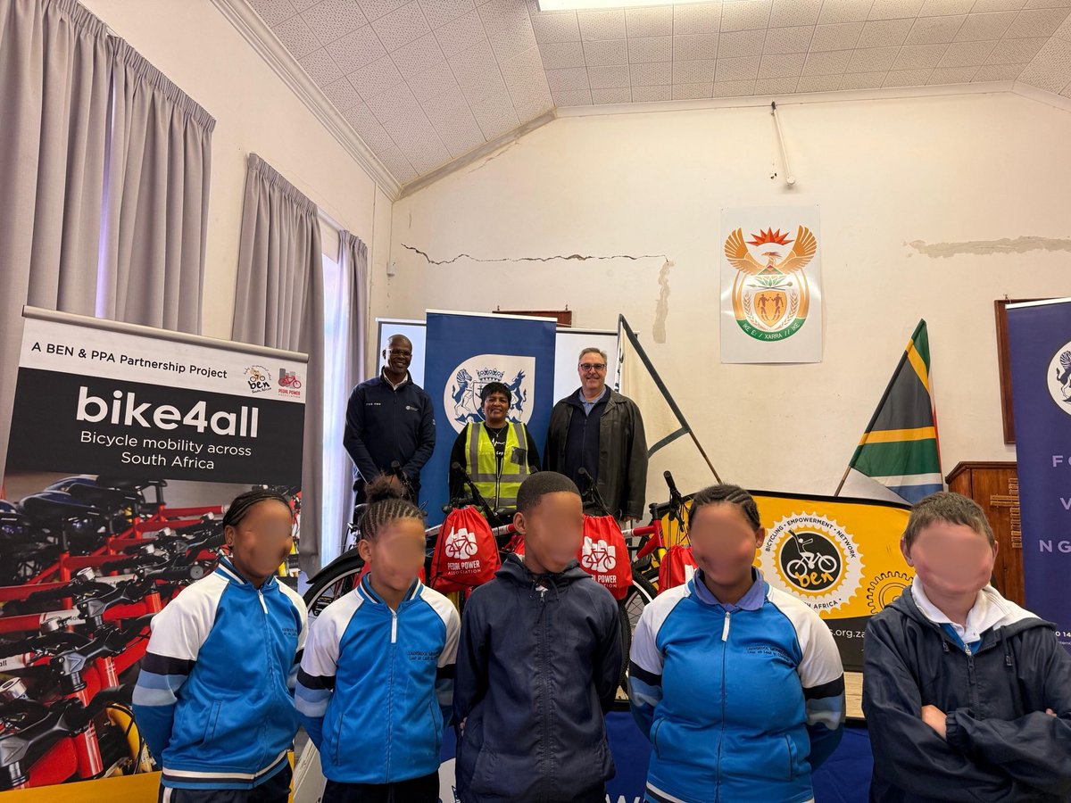 IsaacSileku's tweet image. Bicycles handed over at Merweville Primary & George Fredricks Primary ๐ฒโจ
Itโs not just about getting from point A to B, itโs about restoring dignity, improving access to education & easing the daily journey to school. ๐๐ฝ๐
#MobilityForEducation #BicycleHandOver #MobilityForAll
