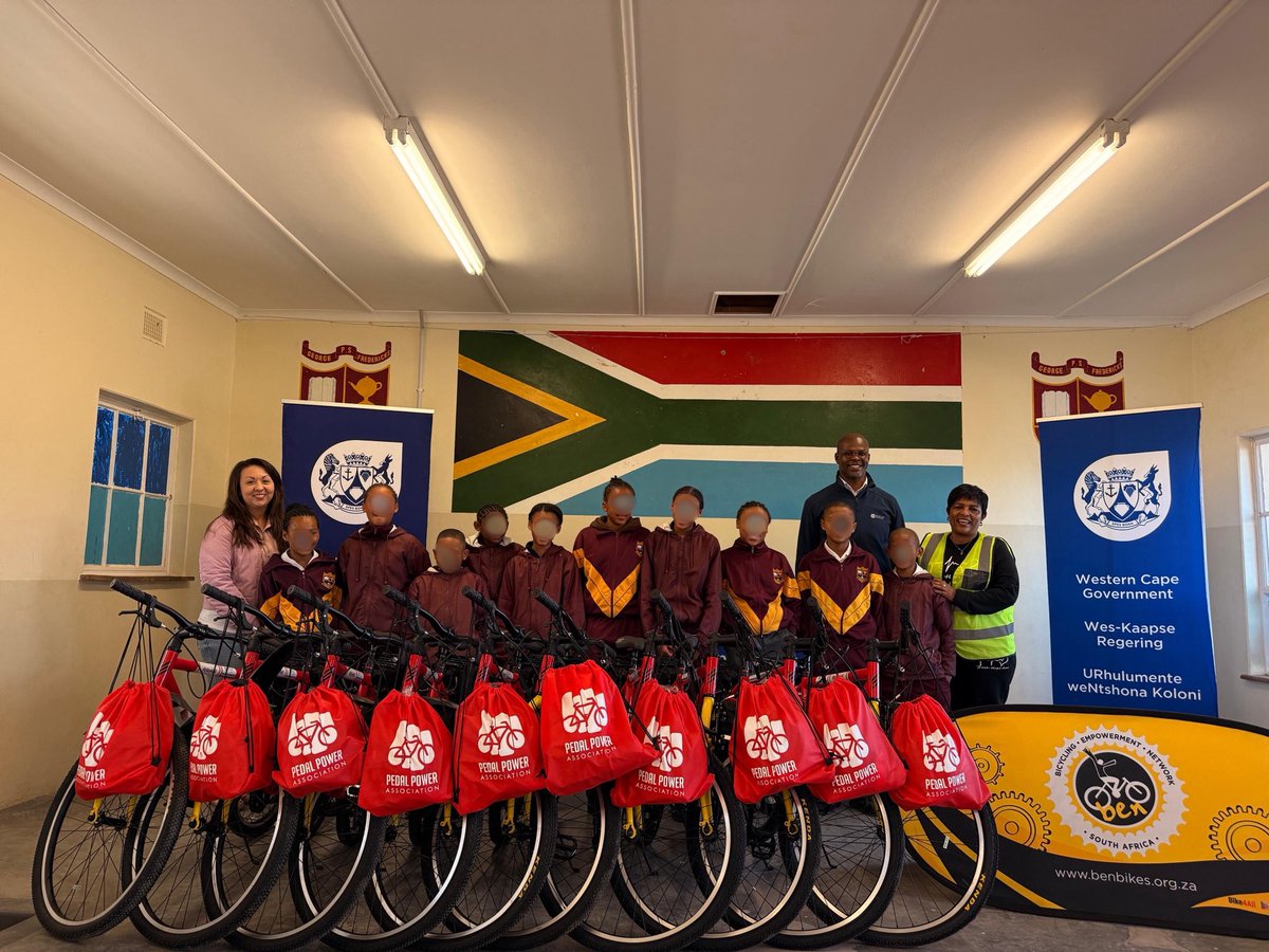 IsaacSileku's tweet image. Bicycles handed over at Merweville Primary & George Fredricks Primary ๐ฒโจ
Itโs not just about getting from point A to B, itโs about restoring dignity, improving access to education & easing the daily journey to school. ๐๐ฝ๐
#MobilityForEducation #BicycleHandOver #MobilityForAll