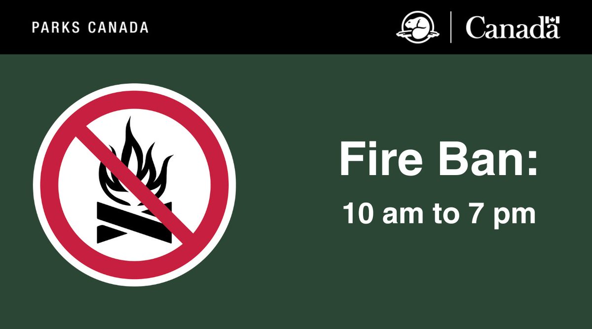 Fire ban in effect. Risk of wildfire is high due to hot and dry conditions. As of July 25, there is a 10 am to 7 pm fire ban for all properties in Thousands Islands National Park. 🔥