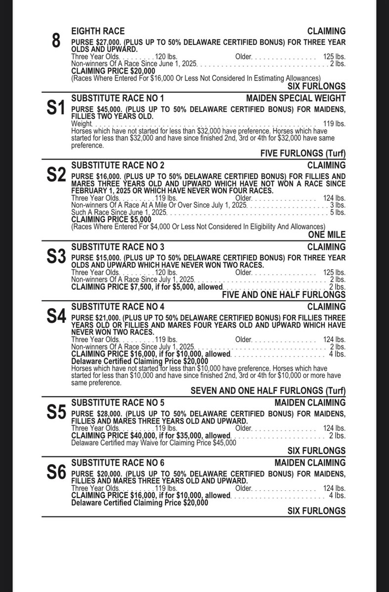 DelParkRacing's tweet image. Taking entries today for day 43 of the 2025 live racing season - Friday Aug 1