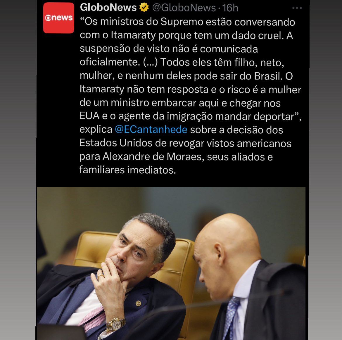 OliverNoronha's tweet image. Ministros do STF estão desesperados com perda dos vistos e proibição de pisarem em solo americano.
Familiares e próximos podem ser barrados nos EUA e serem deportados imediatamente caso viagem pra lá.
Para quem pensa que tem poderes ilimitados, essa situação é agoniante.