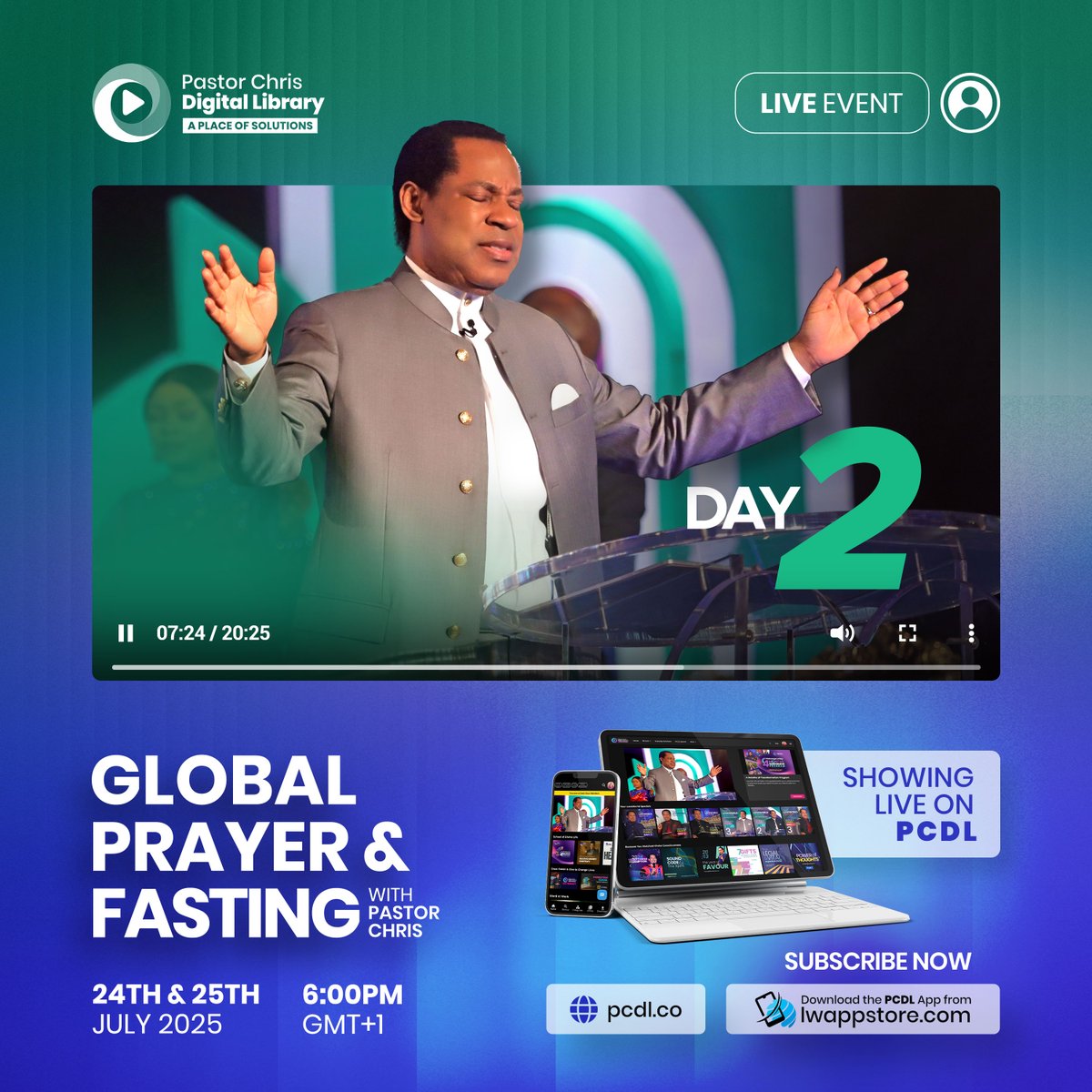ThisIsPCDL's tweet image. WE ARE LIVE!

Join Pastor Chris and millions of believers worldwide for a powerful move of the Spirit at the GLOBAL PRAYER AND FASTING (DAY 2) now live on PCDL.
pcdl.co