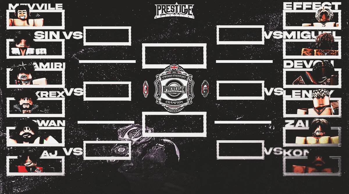 Tayler Kosher Has, Vacated His PRESTIGE! Championship... SOON We'll Have A New Champion And A NEW Beginning To The Division.

12 Men, Different Backgrounds From All Over The World.

One Title.

Sundays 3PM EST.