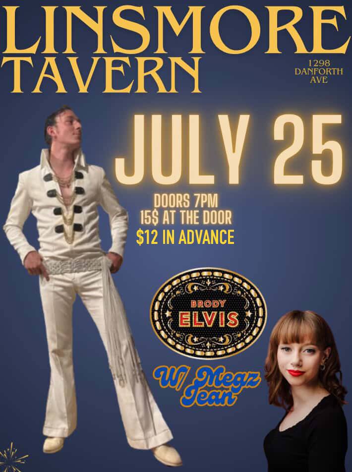 Brody Elvis <a href="/LinsmoreTavern/">Linsmore Tavern</a>!
The very first Elvis Presley tribute at the Linny!
Friday, July 25 - 7pm.
Show at 8:30.
$15 at the door.
$12 in advance.
linsmoretavern.com/tc-events/elvi…
#elvispresley #ElvisPresleyTribute #thekingofrockandroll #takingcareofbusiness #TCB