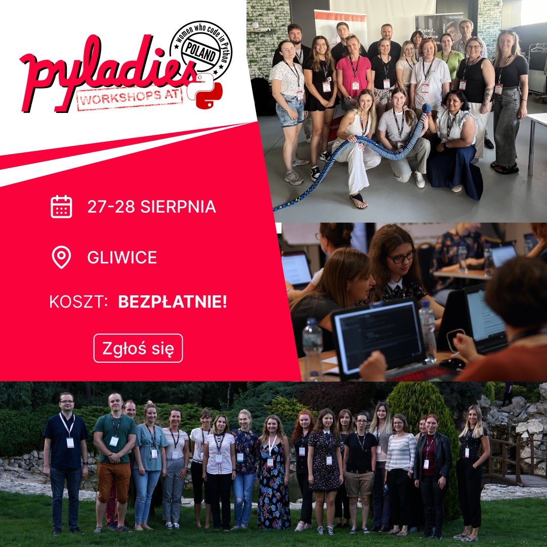 PyCon PL (@pyconpl) on Twitter photo Jak co roku, nie może zabraknąć warsztatów <a href="/PyladiesPL/">PyLadies Poland</a> Poland przy PyCon PL 2025! 💜 Jeśli chcesz postawić swoje pierwsze kroki w świecie języka #Python, nie zwlekaj – zgłoś się już teraz! 🐍👩💻💪
Szczegóły znajdziesz na stronie wydarzenia:
👉 pl.pycon.org/pyladies2025/
#PyLadies Jak co roku, nie może zabraknąć warsztatów <a href="/PyladiesPL/">PyLadies Poland</a> Poland przy PyCon PL 2025! 💜 Jeśli chcesz postawić swoje pierwsze kroki w świecie języka #Python, nie zwlekaj – zgłoś się już teraz! 🐍👩💻💪
Szczegóły znajdziesz na stronie wydarzenia:
👉 pl.pycon.org/pyladies2025/
#PyLadies