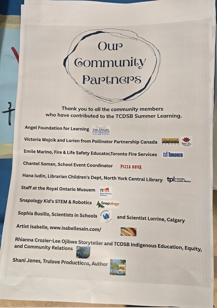TCDSBSummerLrn's tweet image. Huge thanks to our community partners and supporters! Your time, resources, and funding made this program a success—and created meaningful experiences for our students. We’re truly grateful for your impact and commitment. #ThankYou
@TCDSB @KerrEteach