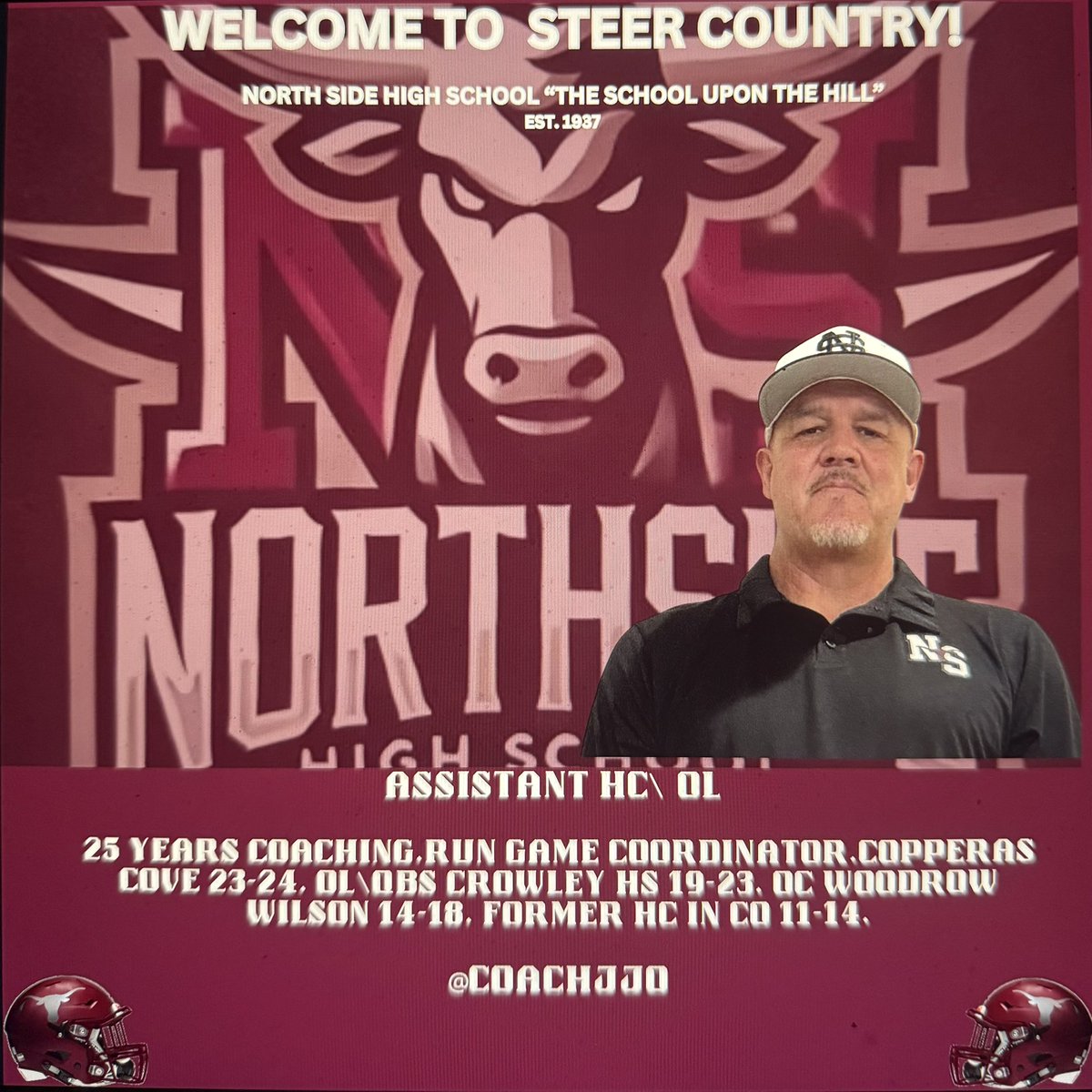 Northside Football would like to introduce our new Assistant Head Coach &amp; Offensive Line Coach, Coach Owens ( <a href="/CoachJJO/">JJ Owens</a> )‼️ Welcome to Steer Country‼️