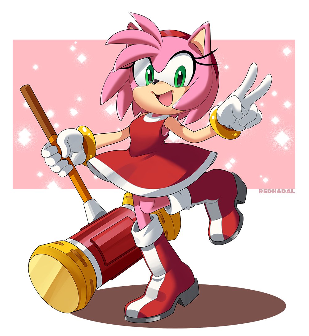 RedHadal's tweet image. Been forever since I drew Amy! 🩷🔨 #amyrose #SonicTheHedgehog