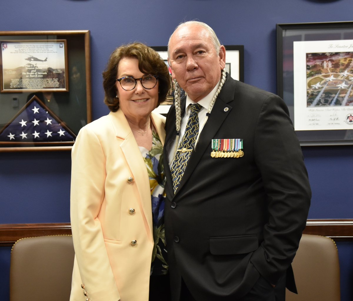 SenJackyRosen's tweet image. It was a pleasure to welcome Chairman Mason of the Shoshone-Paiute Tribes of the Duck Valley Reservation to my office. I’ll continue working in partnership with Tribal leaders in Nevada to make sure they have the resources they need.
