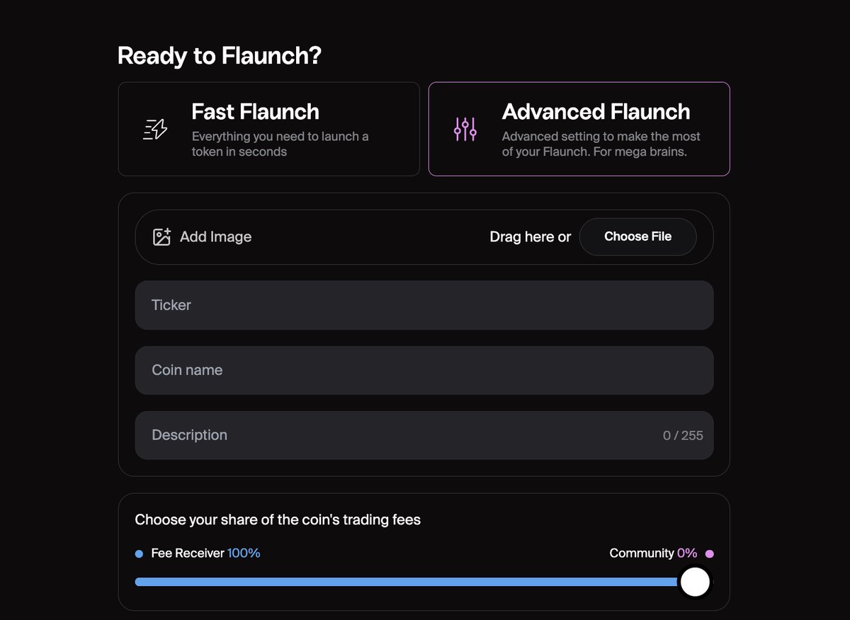 flaunchgg's tweet image. an open internet is one without extractive middlemen

onchain is the same

 flaunch takes zero fees, and creators can earn 1% of every swap on their tokens without selling a single token