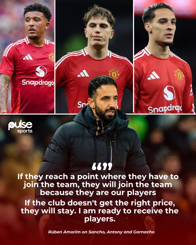 PulseSportsNG's tweet image. 🚨 Rúben Amorim open to working with Sancho, Antony, and Garnacho if no deals are done. 🔁👀
Which of these three are you keeping, and who are you selling first? 🤔💬