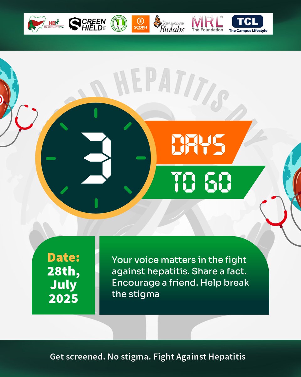 3 Days to World Hepatitis Day🚀

It’s time to act! Get screened, raise awareness &amp; stand against stigma.

🦠Show your support for the Screen &amp; Shield Initiative and create your custom display picture below👇

getdp.co/OVX