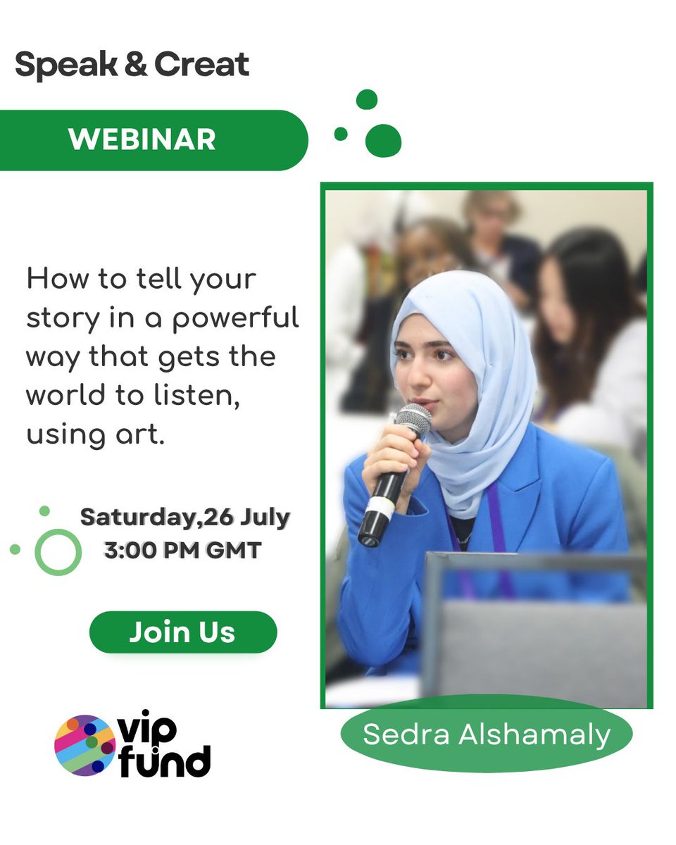 Ready to make the world listen?
Join us for a #powerful session by Sedra Alshamaly on #Harnessing the Power of Storytelling and #Creative Expression. 
Let your voice be heard, let your story be seen.
buff.ly/MoDEQjq