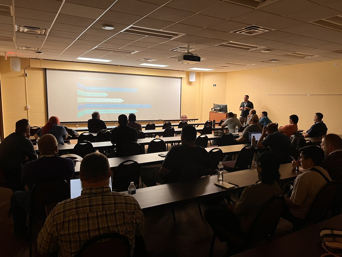 BSides_ABQ's tweet image. Happening now!
Jack Callaway is talking building and assessing blue team playbooks