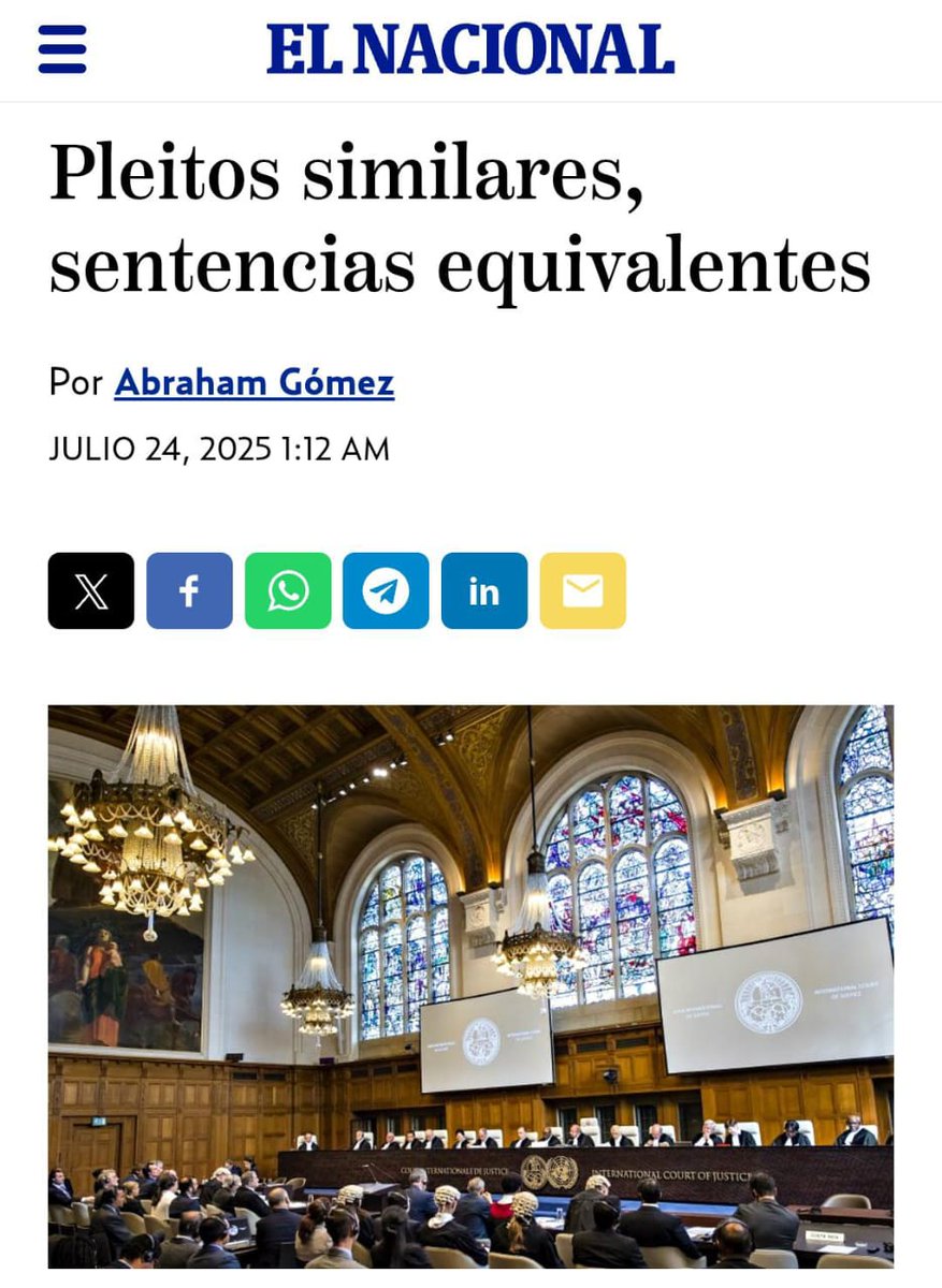 (1/2) Me complace recomendar la lectura del artículo "Pleitos similares, sentencias equivalentes" publicado por el Dr. Abraham Gómez en el Diario el Nacional el 24 de julio de 2025.

El artículo analiza las bases del principio Uti possidetis iuris y...