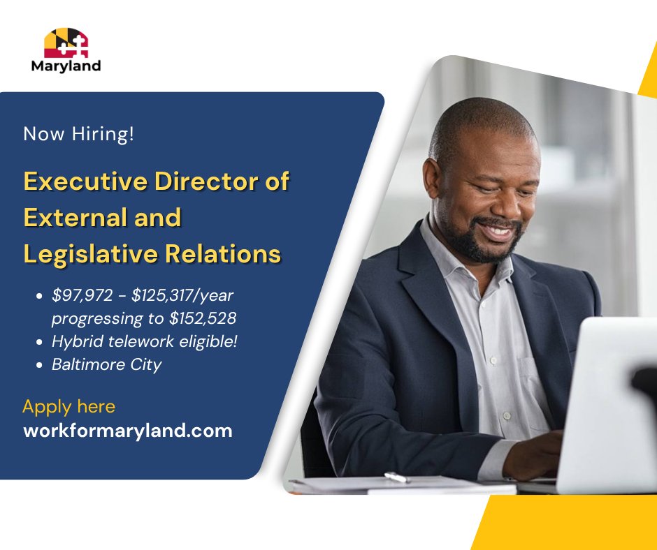 MDMHEC's tweet image. MHEC&apos;s hiring an Exec. Director of External &amp;amp; Legislative Relations to serve as the legislative officer to the MD General Assembly, Governor’s Office, and other agencies. The position is responsible for performing  tasks to support the Secretary. 

Apply: workformaryland.com