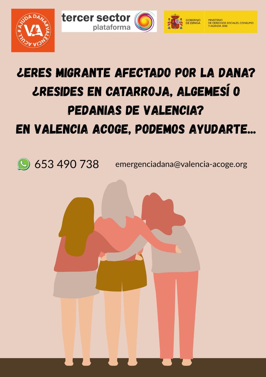 A las personas afectadas por la #DANA, seguimos ofreciendo:
.  Orientación y mediación social
.  Asesoramiento en materia jurídica
. Acompañamiento y denuncia en casos de discriminación racial o étnic
Hemos atendido ya a más de 400 personas, apoyando su #regularización
#apoyodana
