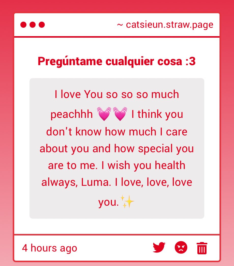 miffysieun's tweet image. this is sososo sweet :( thank you so much omg 😭😭💖💖💖 I CARE FOR YOU TOO WAHHH this made me tear up omfg I LOVE YOUU wish the best for you always you deserve the world my peach
catsieun.straw.page