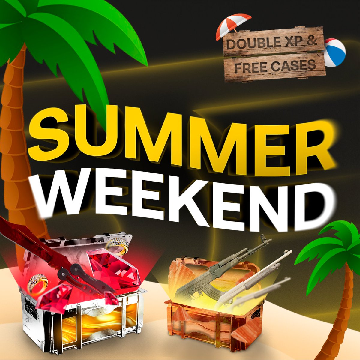 DOUBLE FUCKING XP 💯💯

▶️ New cases everyday
▶️ Double XP!! 😌
▶️ 20k Leaderboard

go get your 10 free cases or i get fired on monday 😫
RT + drop Steam ID below, giving 5x 20 coins 🪙