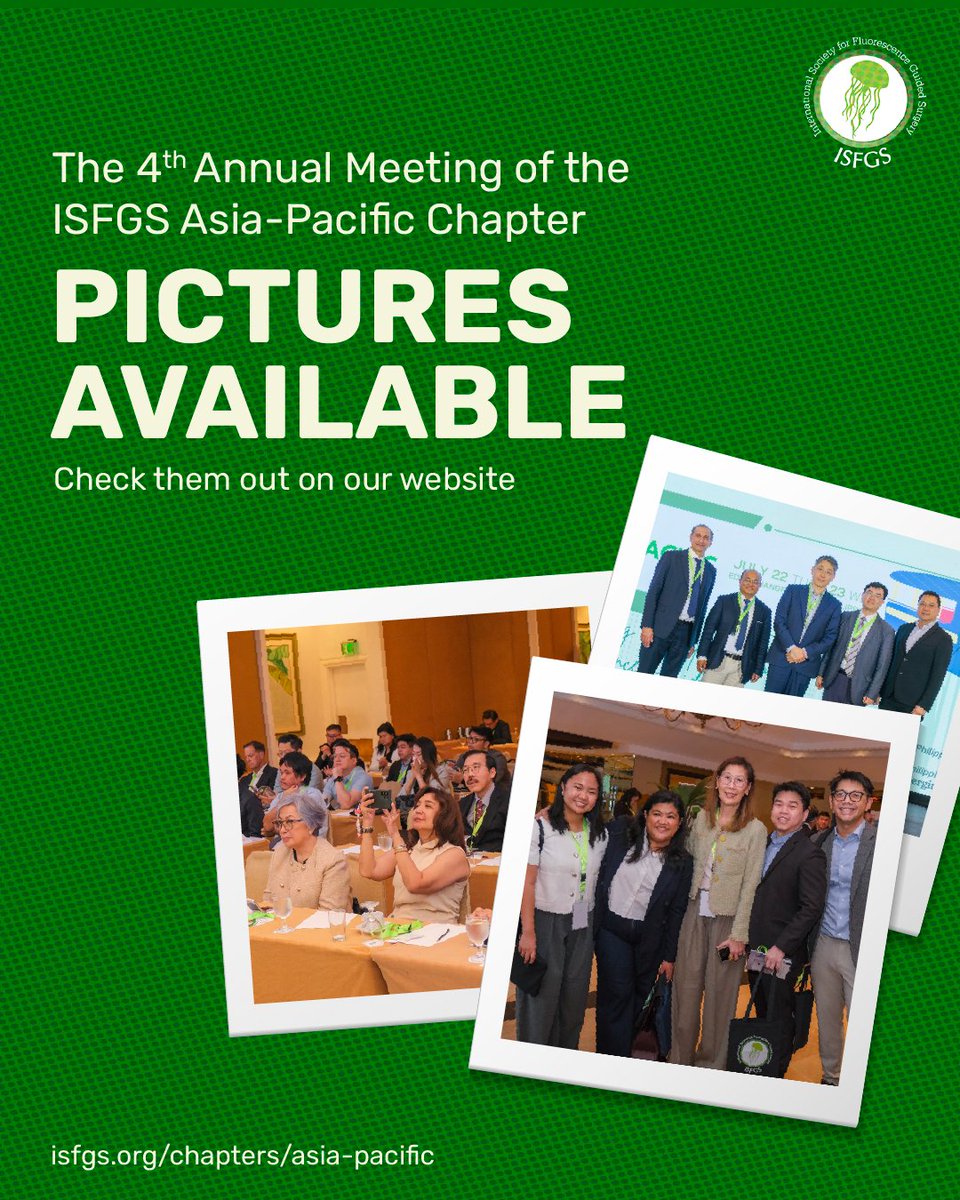 isfgs's tweet photo. Check out the pictures from the 4th Annual Meeting of the ISFGS Asia Pacific Chapter!
Relive the moments and see the highlights at https://t.co/N13cQyLuGY

#AsiaPacificChapter #FGS #icg #ISFGS #Philippines #4thAnnualMeeting #surgery #Manila #fluorescenceimaging #APChapter #Fluorescence #fgs