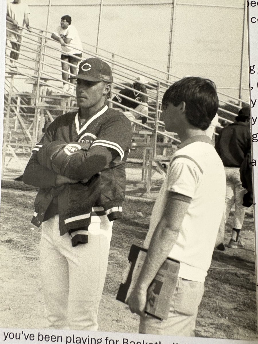 MikeWatersSYR's tweet image. Going through old photos: That is a young me; as Nashville Sounds beat writer for the Nashville Banner, talking with Cincinnati Reds pitching prospect Jack Armstrong at spring training in 1988.