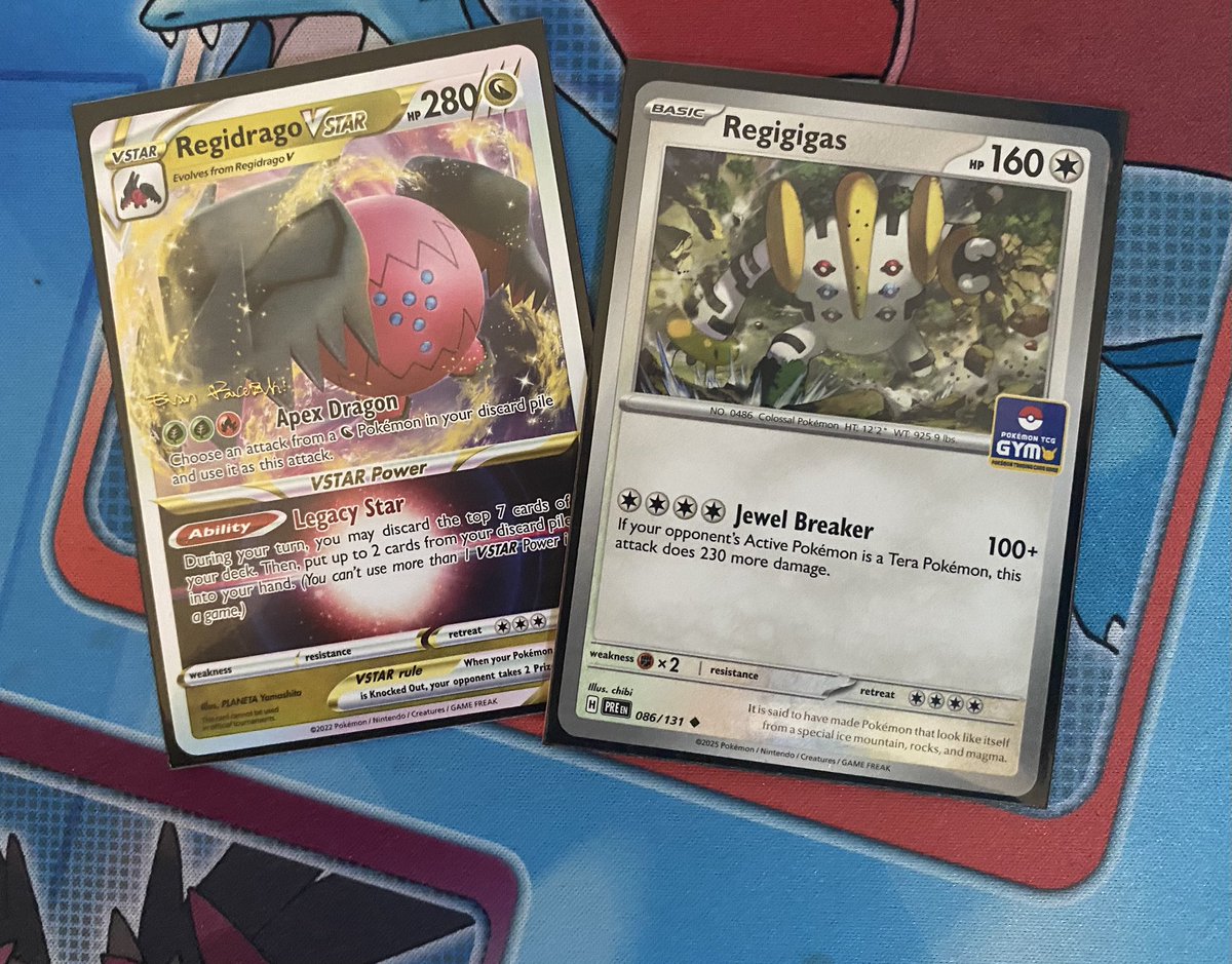 Acquired some rare Regis for the Regibinder! Interesting that there are two versions of the world champ regidrago vstar.