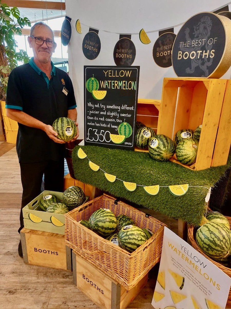 BoothsCountry's tweet image. Have you tried one of our yellow flesh watermelons yet? Jason at St Annes is a big fan 💛🍉