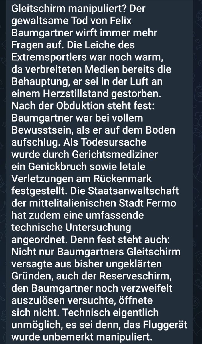 YNne5791's tweet image. #FelixBaumgartner
Mir ist klar, was tatsächlich passiert ist ... und wahrscheinlich auch vielen anderen, deren Gehirn noch intakt ist!
Die Ermittlungen laufen jedenfalls weiter...