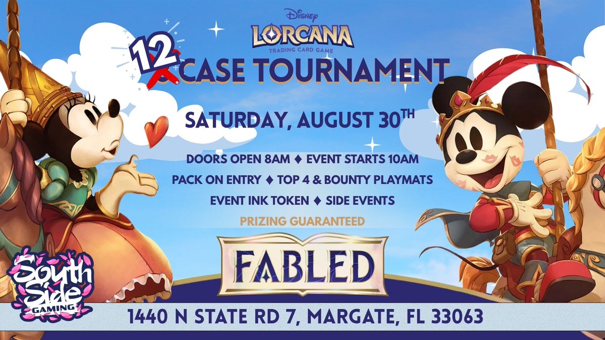 ssgaming954's tweet image. Prize support has been bumped up to 12 cases!
Doors open at 8 am, perfect to get any product or singles ahead of the tournament.
This event will be core constructed! We are excited to see how the meta shapes up day 1!
Entry: $30
Sign up: tcg.ravensburgerplay.com/events/167216
See you there!