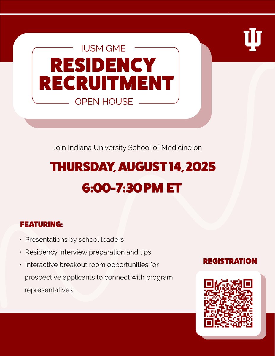 IUSM Otolaryngology—Head & Neck Surgery (@iusm_oto) on Twitter photo Interested in the Residency Programs at Indiana University School of Medicine (including the OHNS Residency Program)? Sign up to attend the Residency Recuitment Open House on August 14th! <a href="/IUSMGME/">IU School of Medicine GME</a>
go.iu.edu/8u3L Interested in the Residency Programs at Indiana University School of Medicine (including the OHNS Residency Program)? Sign up to attend the Residency Recuitment Open House on August 14th! <a href="/IUSMGME/">IU School of Medicine GME</a>
go.iu.edu/8u3L