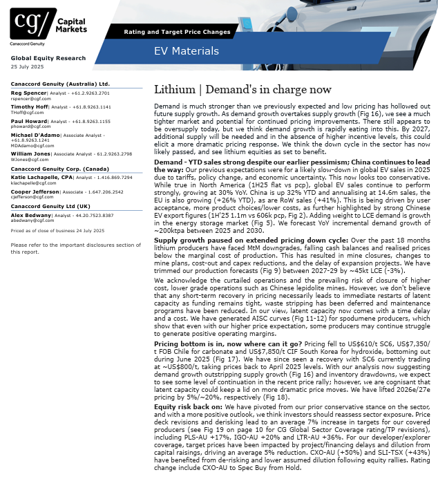 Lithium Ionic Corp. (TSXV: LTH | OTCQX: LTHCF) (@lithiumionic) on Twitter photo Canaccord Genuity provided a bullish update on the lithium market and outlook for lithium equities. The key takeaways are:
🔋Surging demand coming from mainly EVs with Global EV sales YTD up 30% YoY
🪨SC6 prices rebounding from a bottom of $610/t up currently ~30% to $800/t Canaccord Genuity provided a bullish update on the lithium market and outlook for lithium equities. The key takeaways are:
🔋Surging demand coming from mainly EVs with Global EV sales YTD up 30% YoY
🪨SC6 prices rebounding from a bottom of $610/t up currently ~30% to $800/t