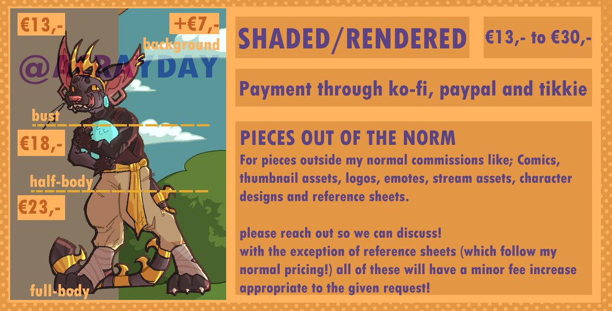 acrayday's tweet photo. opening my commissions officially here!
--
https://t.co/levfSwoogP hmu through here for my KO-FI, comm references and tos! https://t.co/fLJTPwpMKz