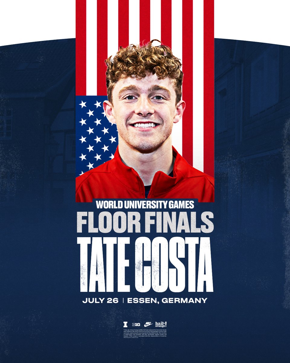 Another big opportunity awaits.

Tate Costa will compete in the floor final at the 2025 FISU World University Games on Saturday at 6 a.m. CT!

Watch: ow.ly/2RVm50Wvw75
Live scores: ow.ly/uWHF50Wvw79