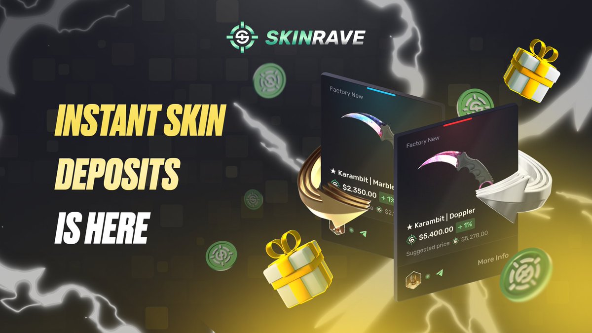 INSTANT SKIN DEPOSITS ARE NOW ON SKINRAVE

Check out our latest new update to improve the process for depositing skins after valve's most recent L update.

More promos have been dropped in the discord.gg/skinrave