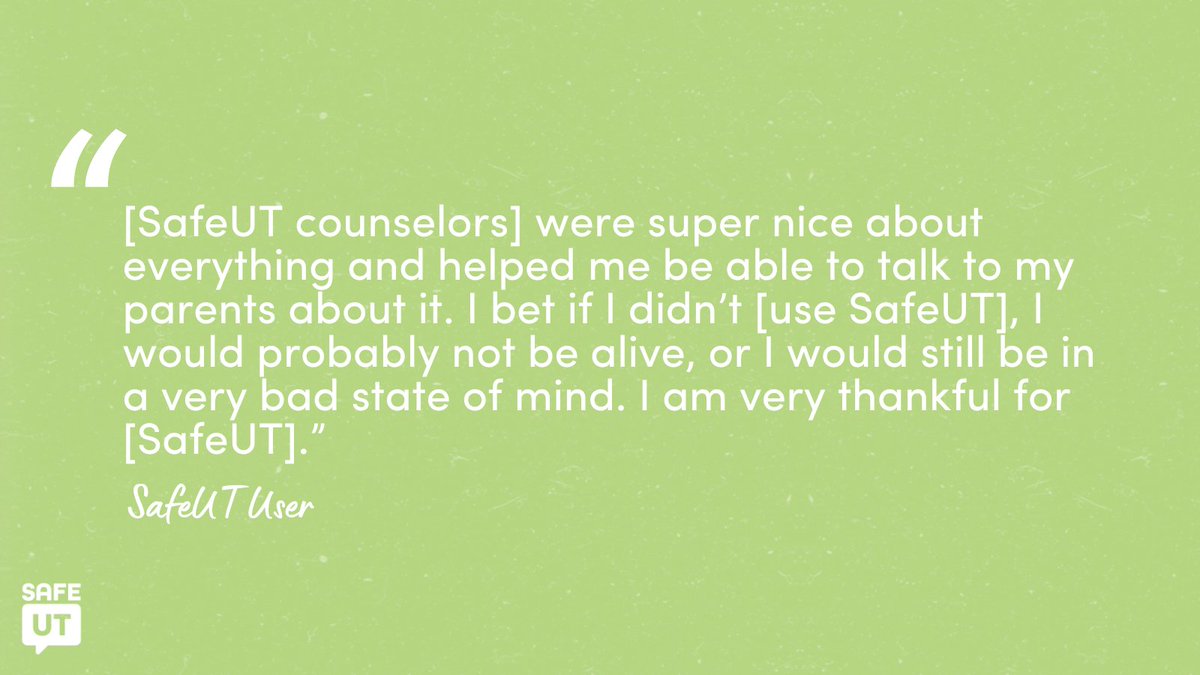 When you're having mental health struggles, it can really help to talk about it. But it can be hard to know where to start. 

As a SafeUT user shared, SafeUT counselors can help you walk through it. You don't have to handle it alone 🫂