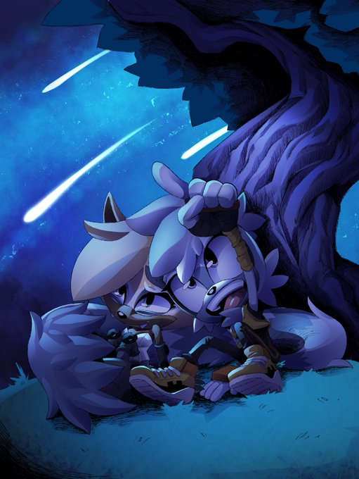 wispangle's tweet image. Mirando la estrellas β¨ π§‘π€
Day #113
#tanglethelemur #WhisperTheWolf #Whispangle #TangleAndWhisper #Tangsper #sonicfanart #SonicIDW
Artist: @egyrm