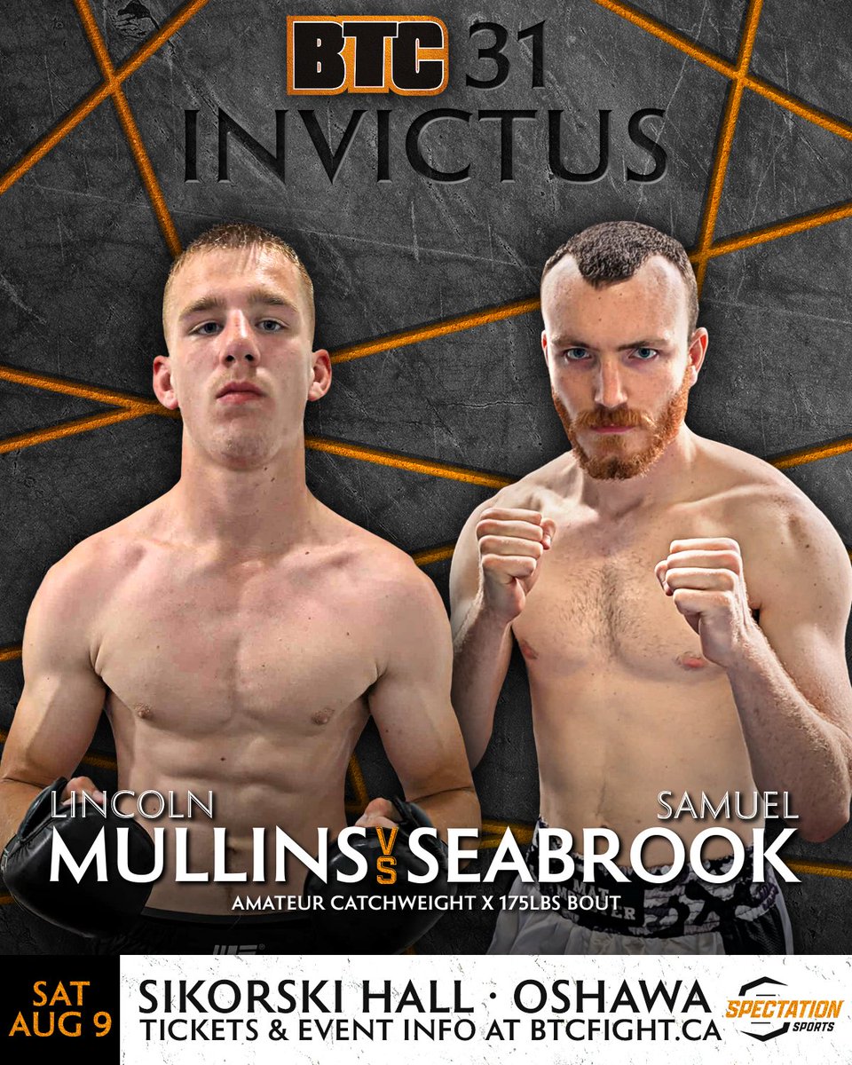 BTCFight's tweet image. Four more fights signed for Oshawa, including undefeated prospects Dylan Majeste (3-0) vs. Christopher Balodis (4-0) 💥 Join us on August 9th at Sikorski Hall for another action-packed night of amateur MMA!! #BTC31 #Oshawa #MMA