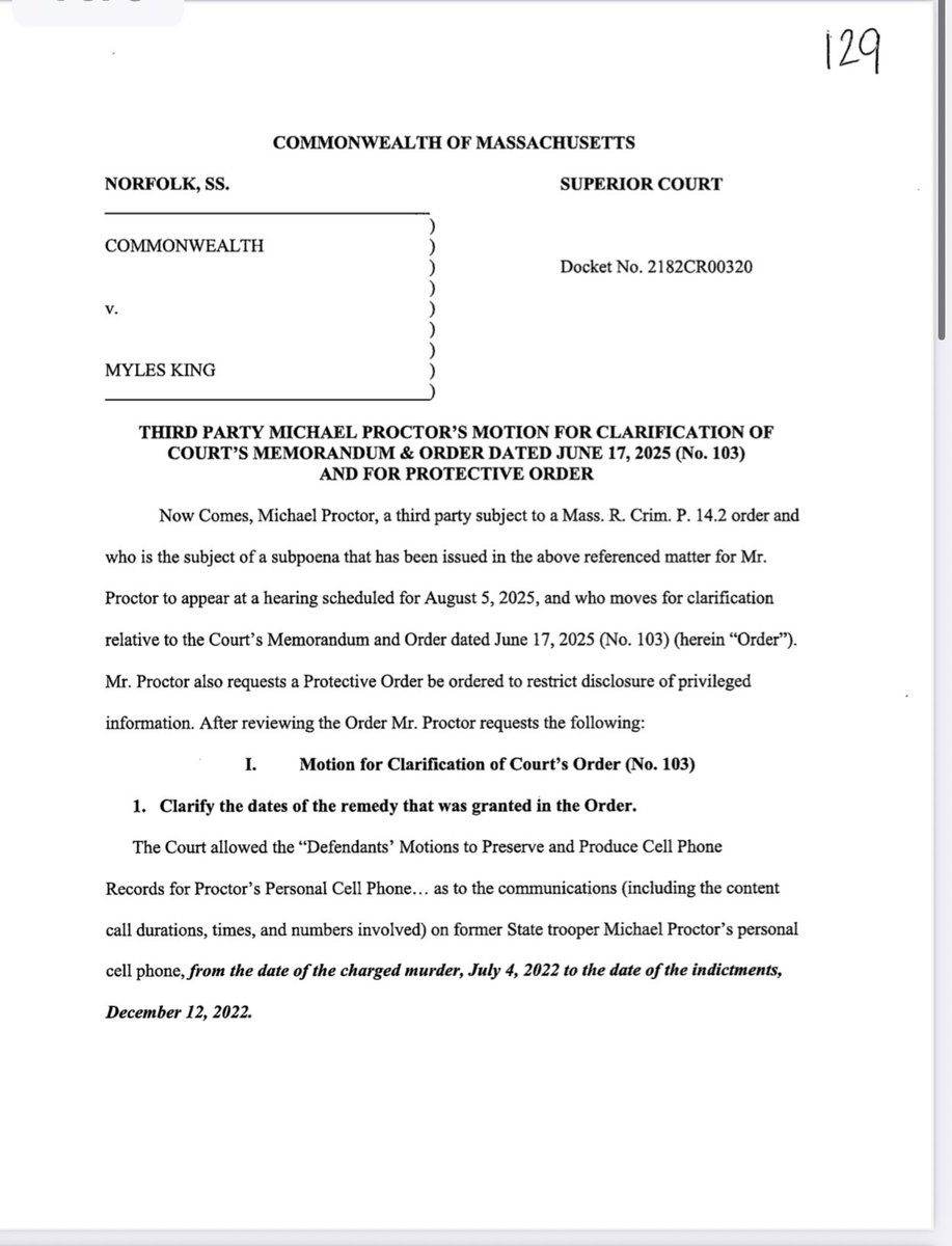 OldMerIsDead's tweet photo. New Motion filed by Proctor 
(Myles King case)

Most notably, Proctor replaced his phone in February 2024 and didn’t keep the old one. (Remember Proctor testified at the federal grand jury on 2/1/2024, so it’s likely he replaced his phone after his testimony). Also, he doesn’t want to share any communications with Elizabeth Proctor (I wonder why).