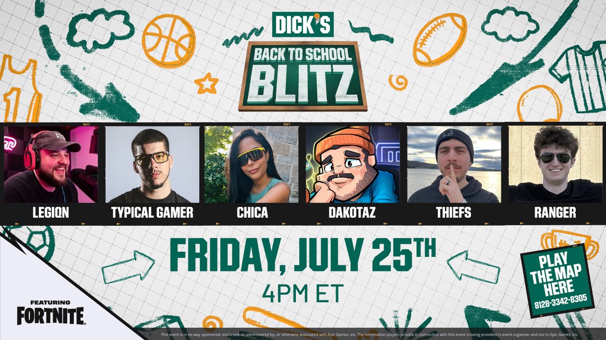 We're going to be competing against some legends in Fortnite today in the new <a href="/DICKS/">DICK'S Sporting Goods</a> Sporting Goods Map, Arena Of Sport! #Ad

Check the map out for yourself at 8128-3342-8305