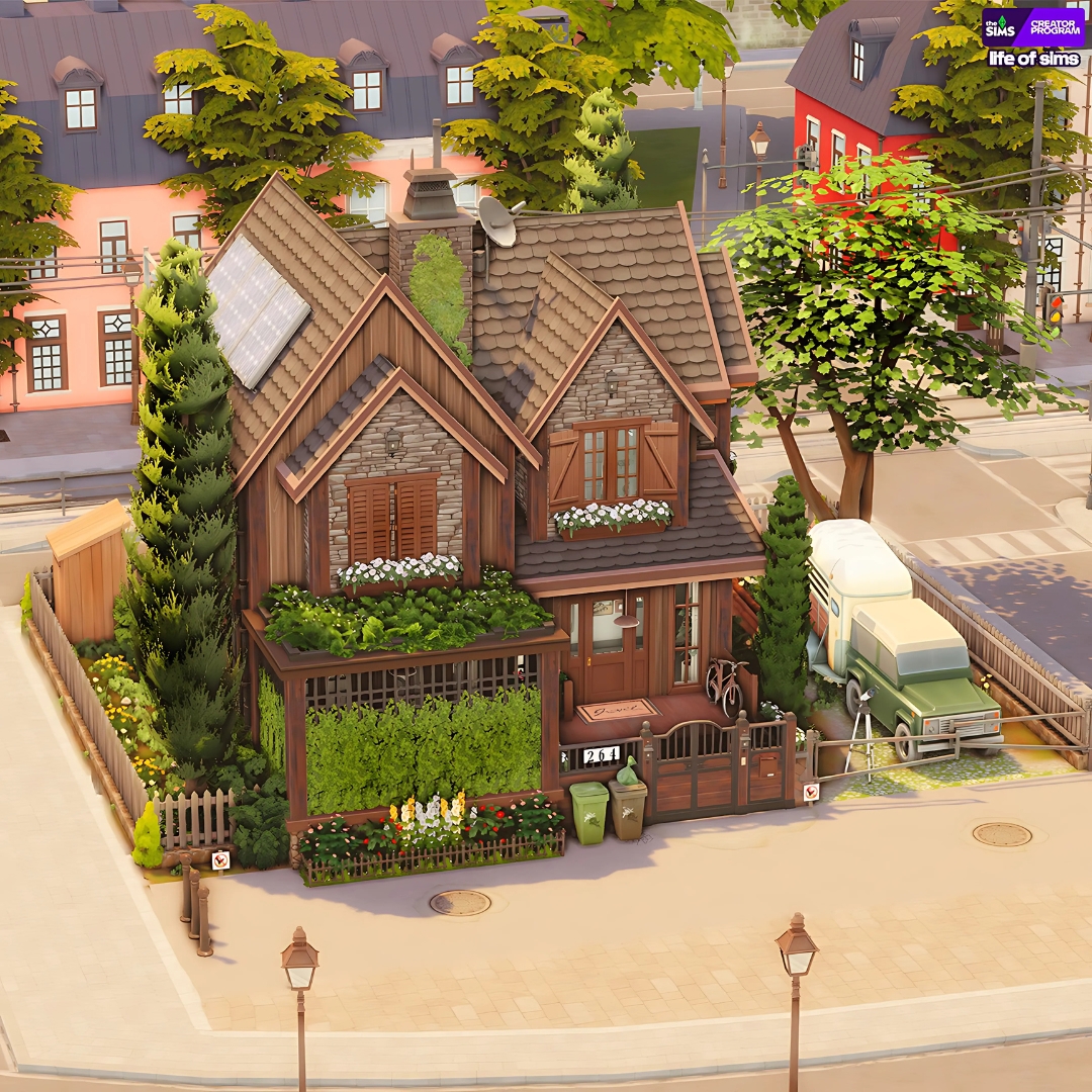 I just created a new family in The Sims 4 and I thought this house would be perfect for them. ☺️🏡 
PS: I liked the idea of having the toilet behind the house, more traditional I would say. 😁

#EAPartner #ShowUsYourBuilds #TheSims4